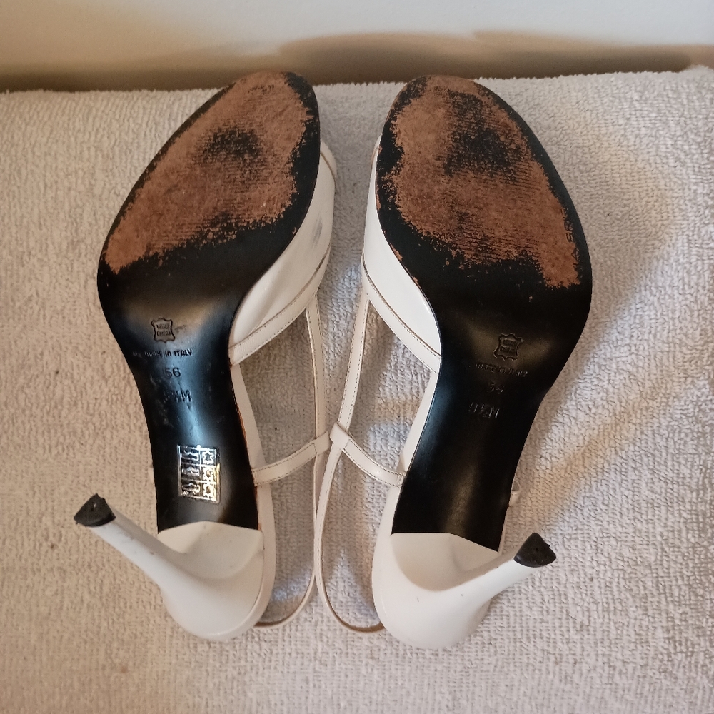 Elegant White Via Spiga Italian Italy Slingback Heels Stilettos 9 1/2 M - Picture 8 of 13